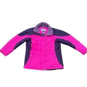 Vintage  L.L. Bean women's M Petite Ski Heavy‎ Jacket Pink Insulated Zip Up